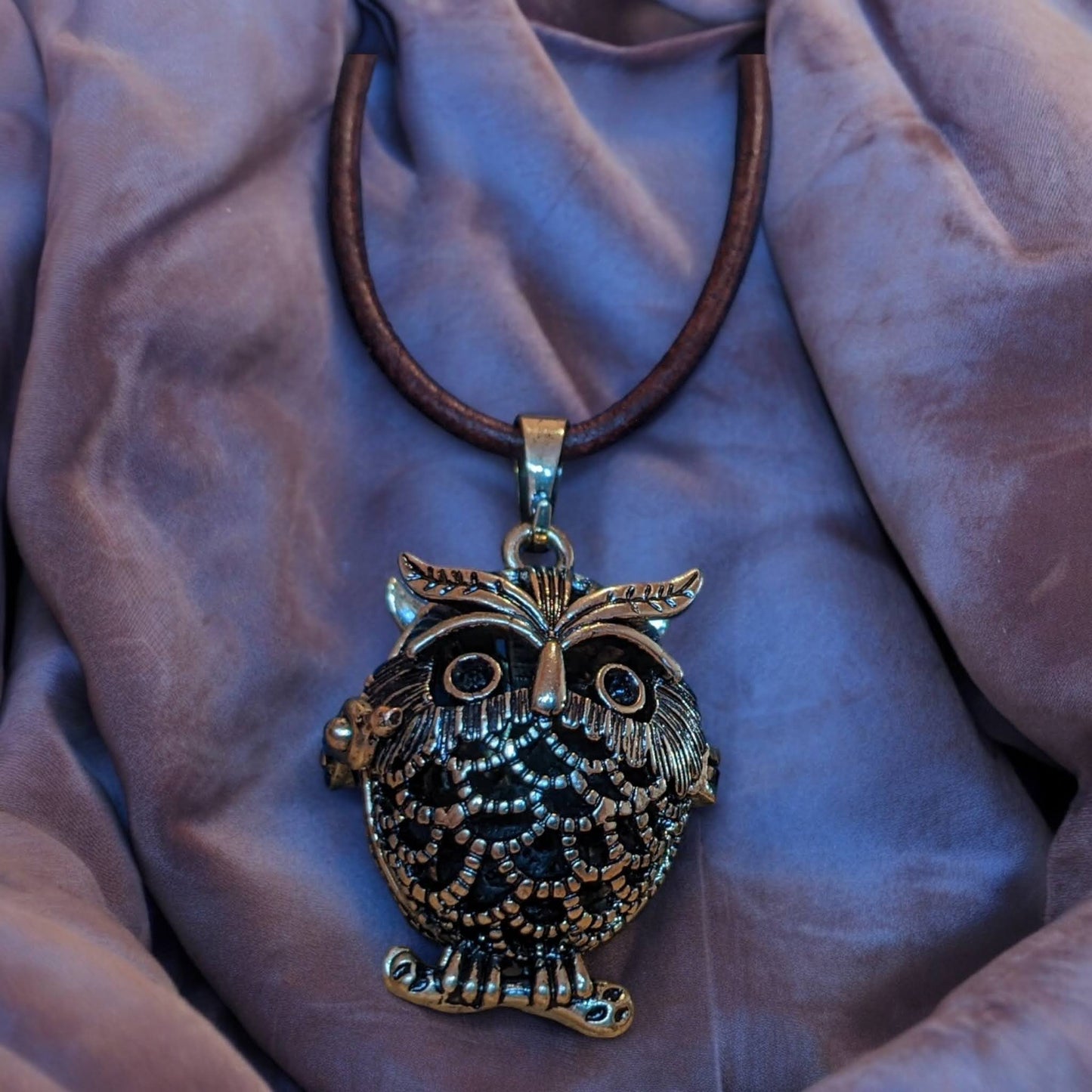 Essential Oil Diffuser on Leather Cord - Small Owl