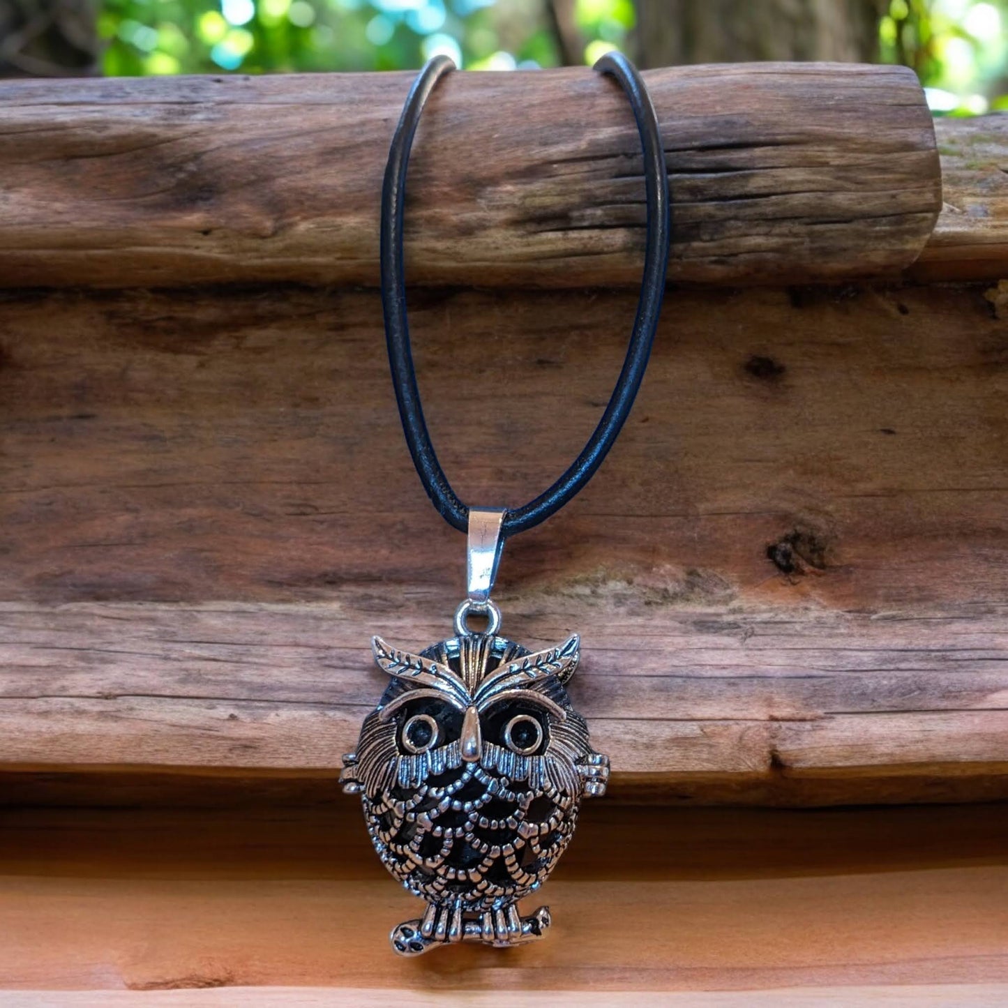 Essential Oil Diffuser on Leather Cord - Small Owl
