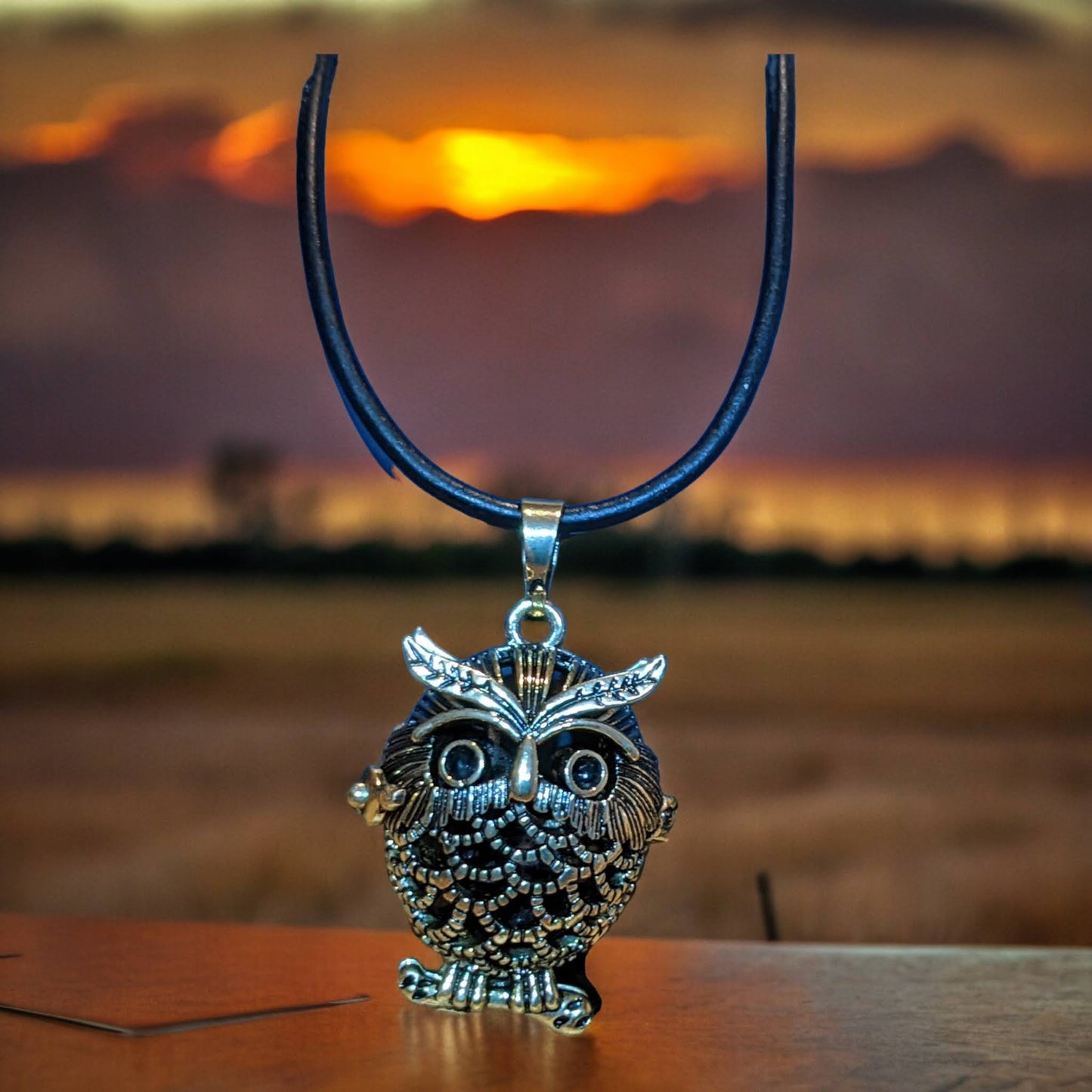 Essential Oil Diffuser on Leather Cord - Small Owl