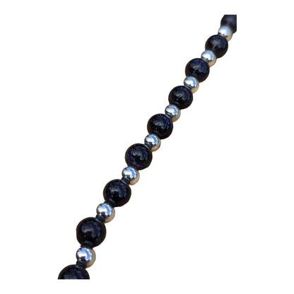 Necklace: Blue Goldstone with Silver Plated Hematite Necklace and Onyx Bracelet