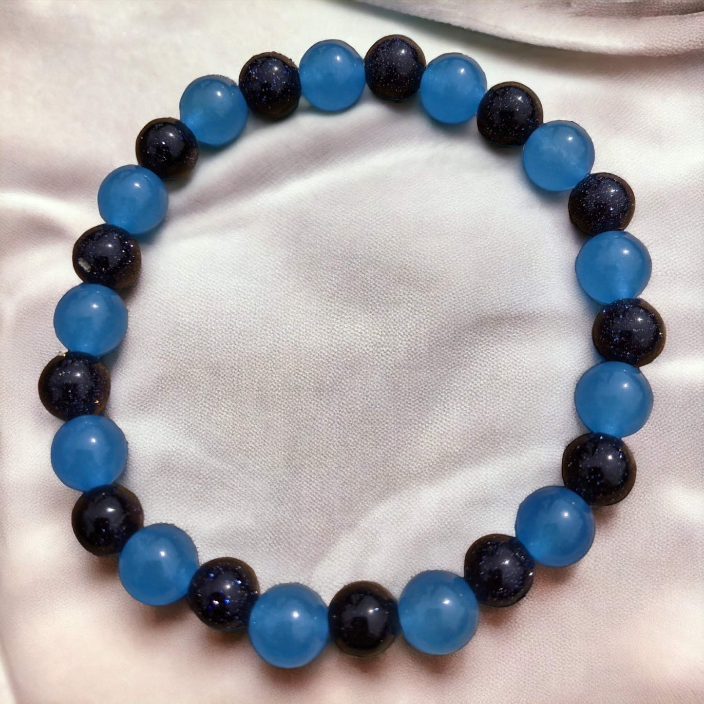 Blue Goldstone and Blue Jade Bracelet