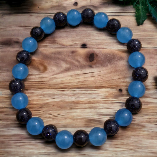 Blue Goldstone and Blue Jade Bracelet