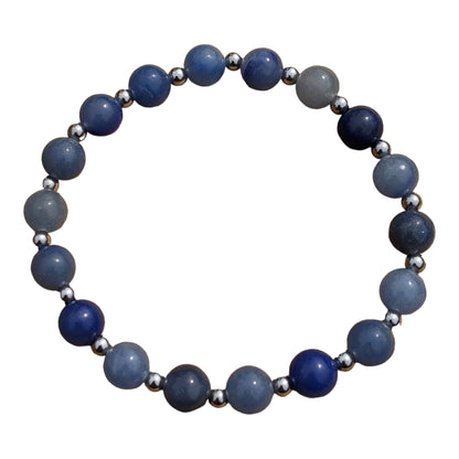 Blue Aventurine Bracelet with Stainless Steel Spacers