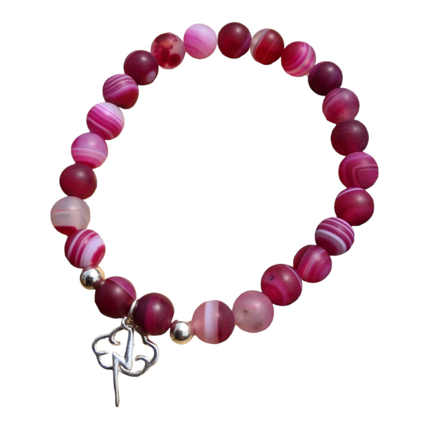 Pink Sardonyx Bracelet with Thunder and Lightning Charm