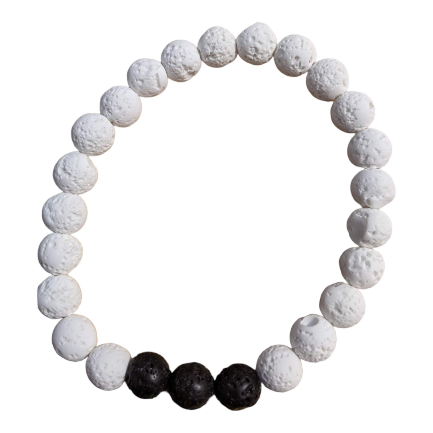 White Lava Stone Bracelet with Black Lava Stone Centre - Diffuse your essential oils!