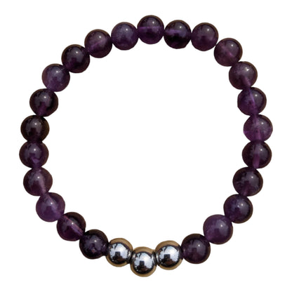 Amethyst Bracelet with Silver Plated Hematite Centre