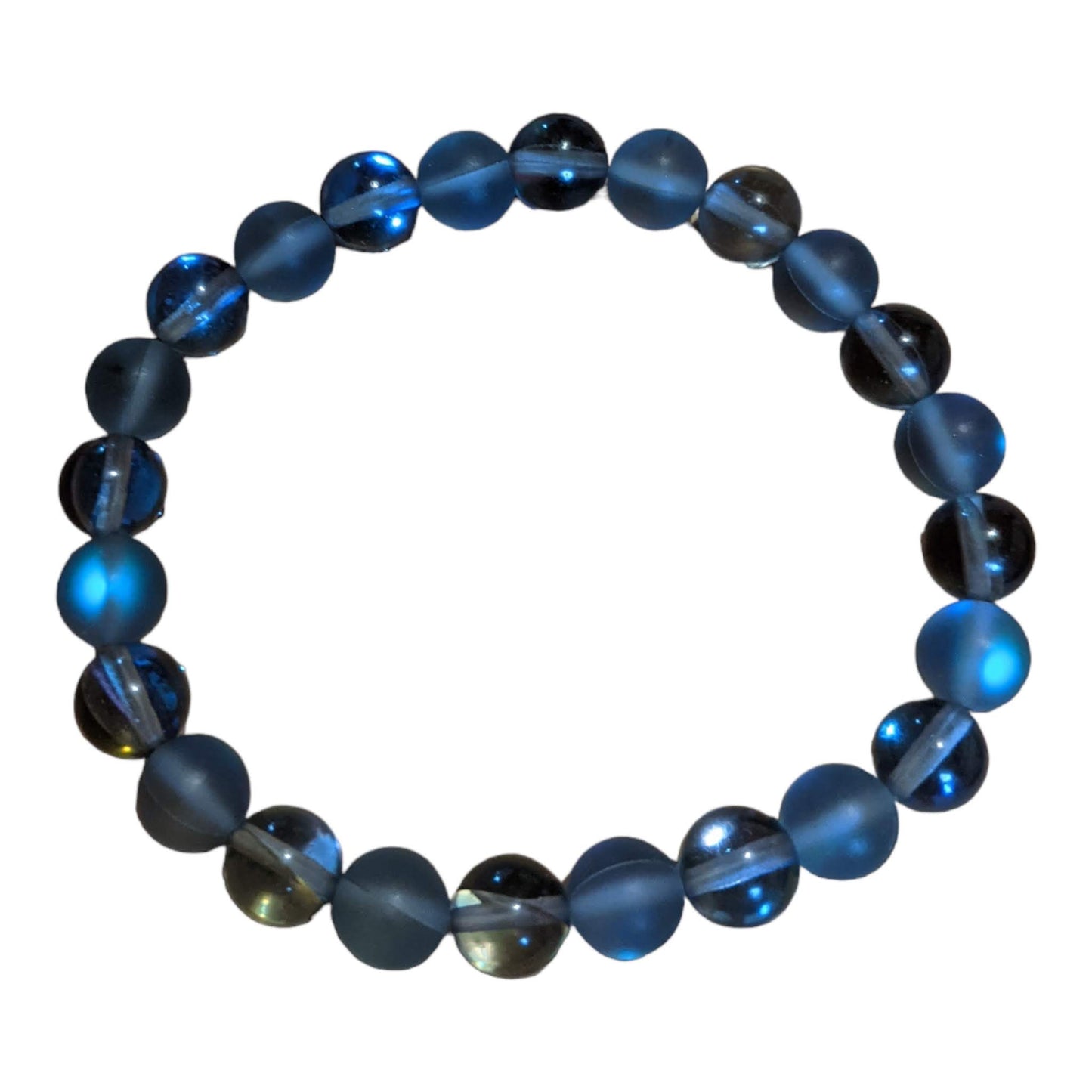 Blue Neon Crystal Bracelet in Frosted and Polished Stones