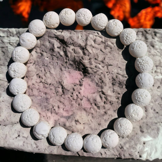 White Lava Stone Bracelet - Diffuse your essential oils!