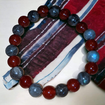 Labradorite and Carnelian Bracelet