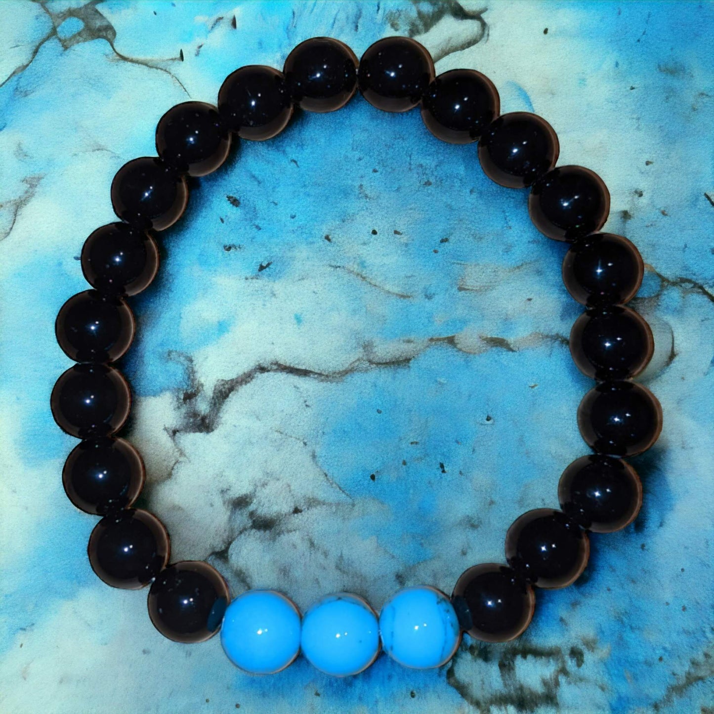 Black Onyx Bracelet with Turquoise Trio