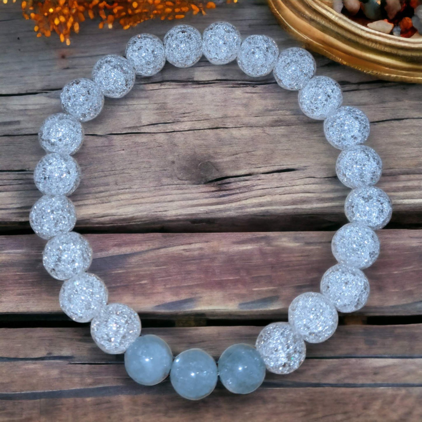 Cracked Crystal Bracelet with Aquamarine Trio