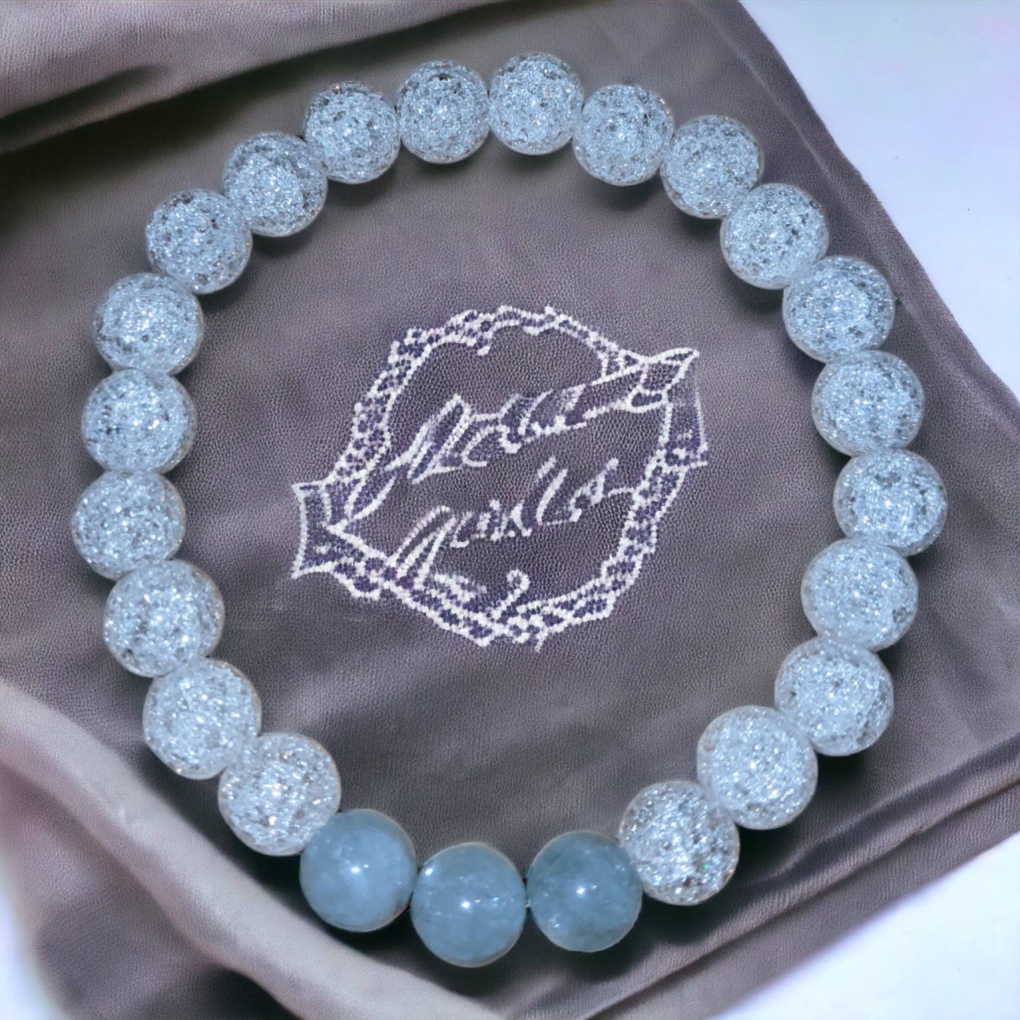 Cracked Crystal Bracelet with Aquamarine Trio