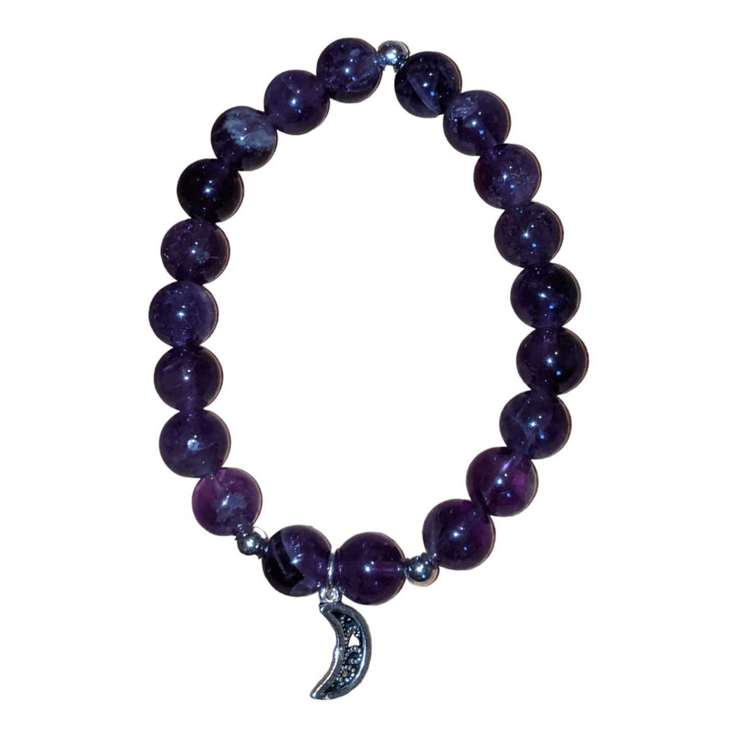 Amethyst Bracelet with Crescent Moon Charm