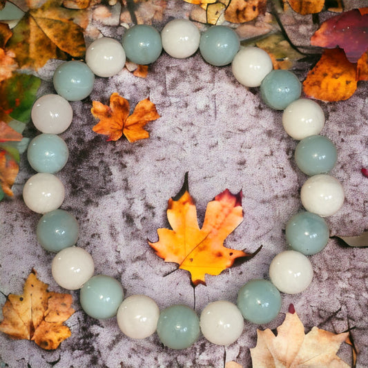 Amazonite and White Jade Bracelet