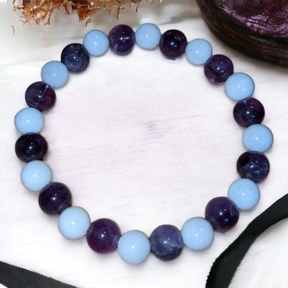 Amethyst and White Jade Bracelet