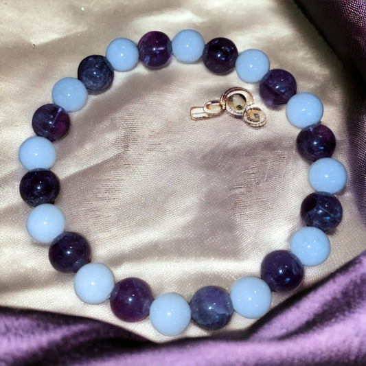 Amethyst and White Jade Bracelet