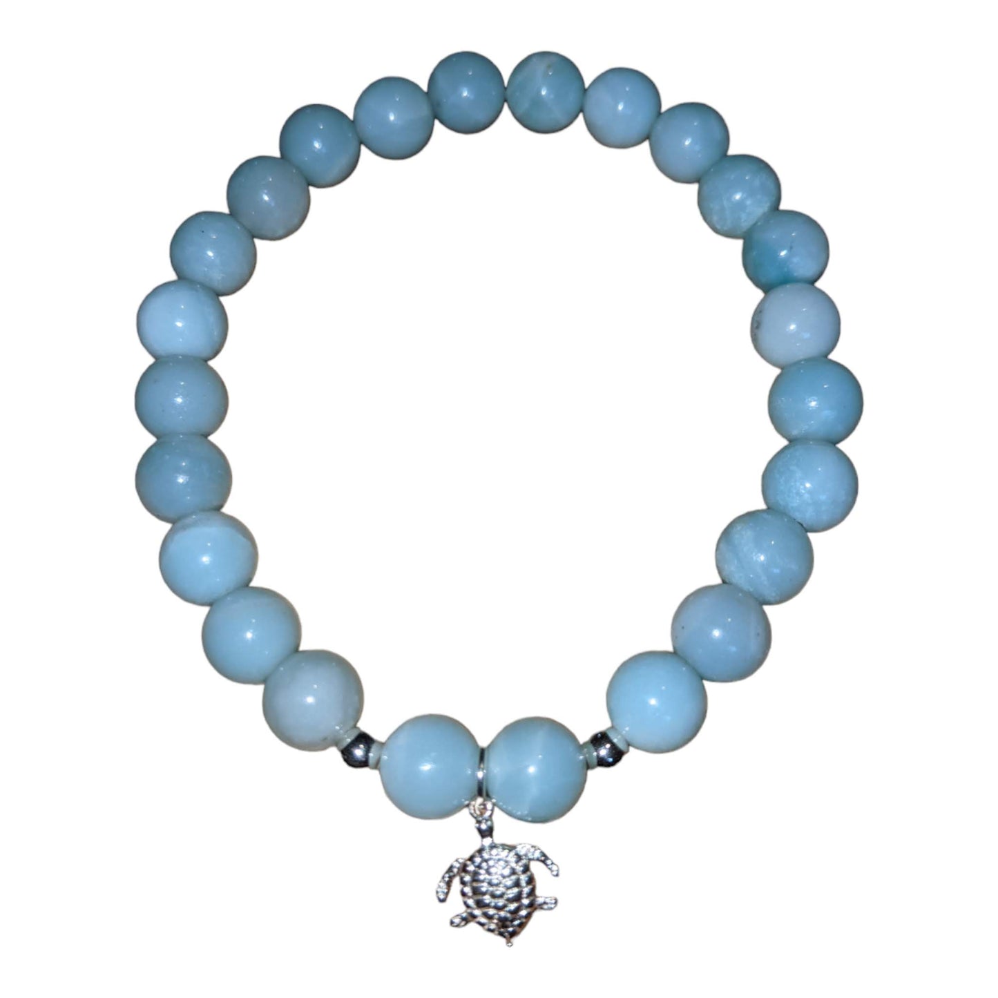 Amazonite Bracelet with Silver Turtle Charm