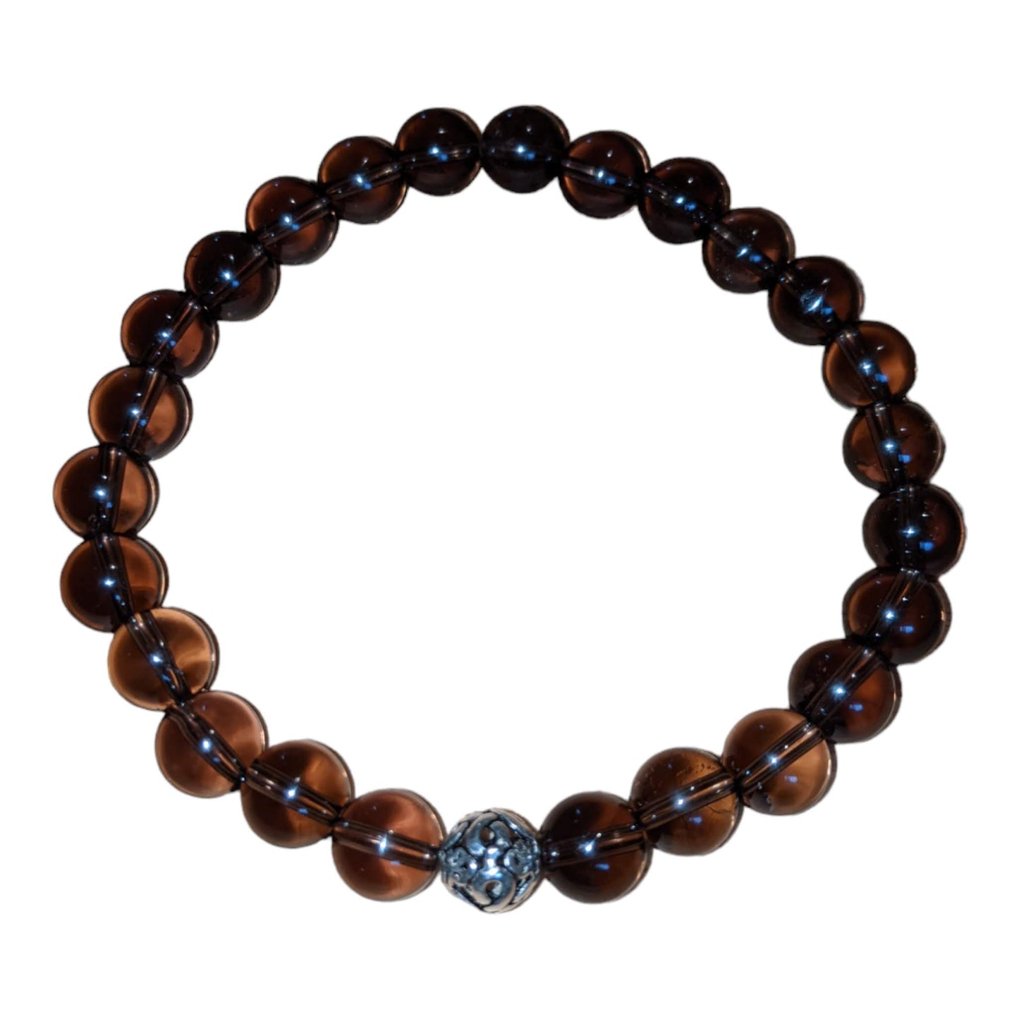 Smoky Quartz Bracelet with Silver Tibetan Bead Centre