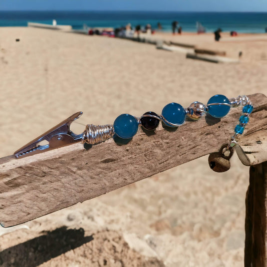 Venetian Blue Beaded Clip