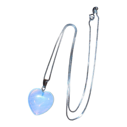 Necklace: Sterling Silver Chain with Opalite Heart Charm