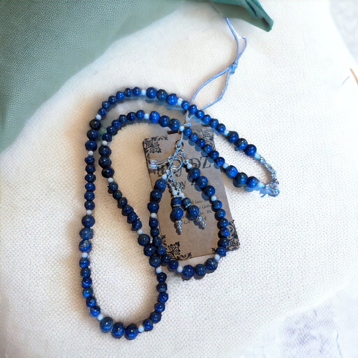 JEWELRY SET: Lapis Lazuli Necklace, Bracelet and Earrings