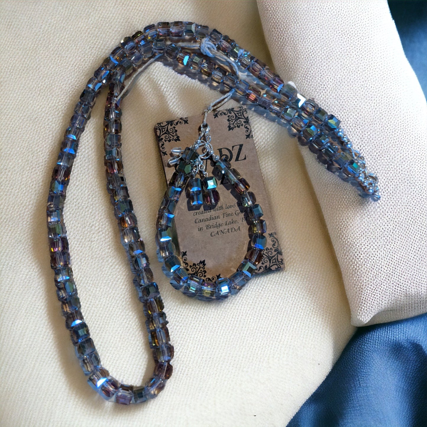 JEWELRY SET: Vintage Crystal Necklace, Bracelet and Earrings