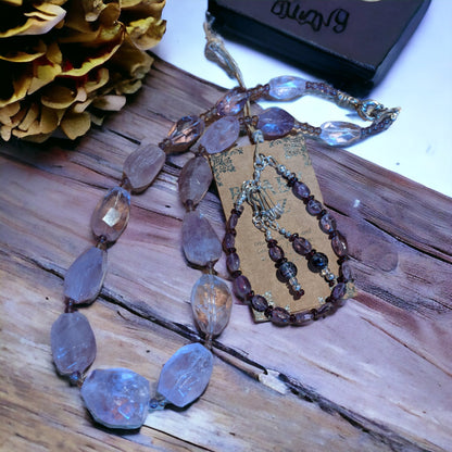 JEWELRY SET: Amethyst Necklace, Bracelet and Earrings