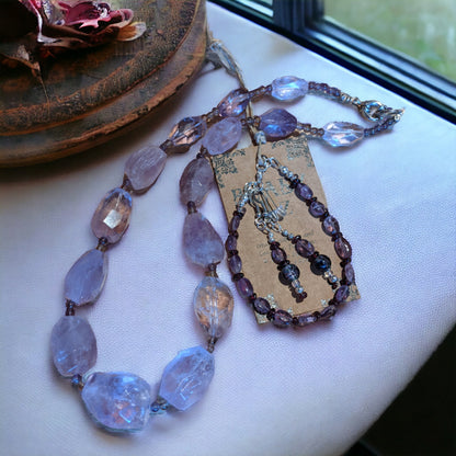 JEWELRY SET: Amethyst Necklace, Bracelet and Earrings