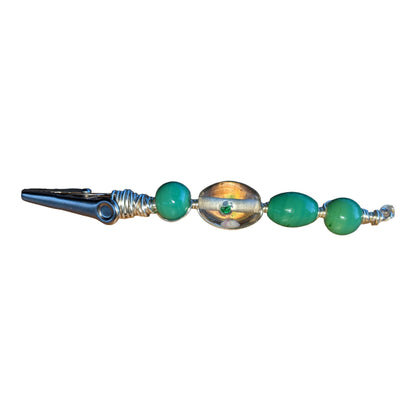 Grassy Green Beaded Clip