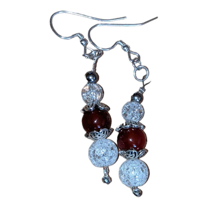 Carnelian and Cracked Crystal Earrings