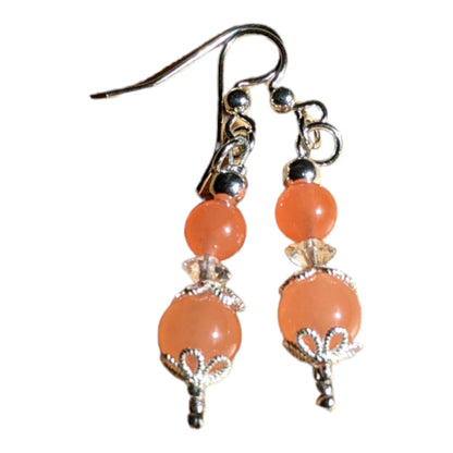 Papaya Jade Two Stone Earrings