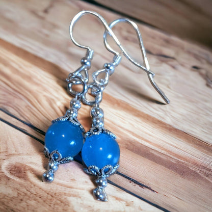 Steel Blue Jade Earrings