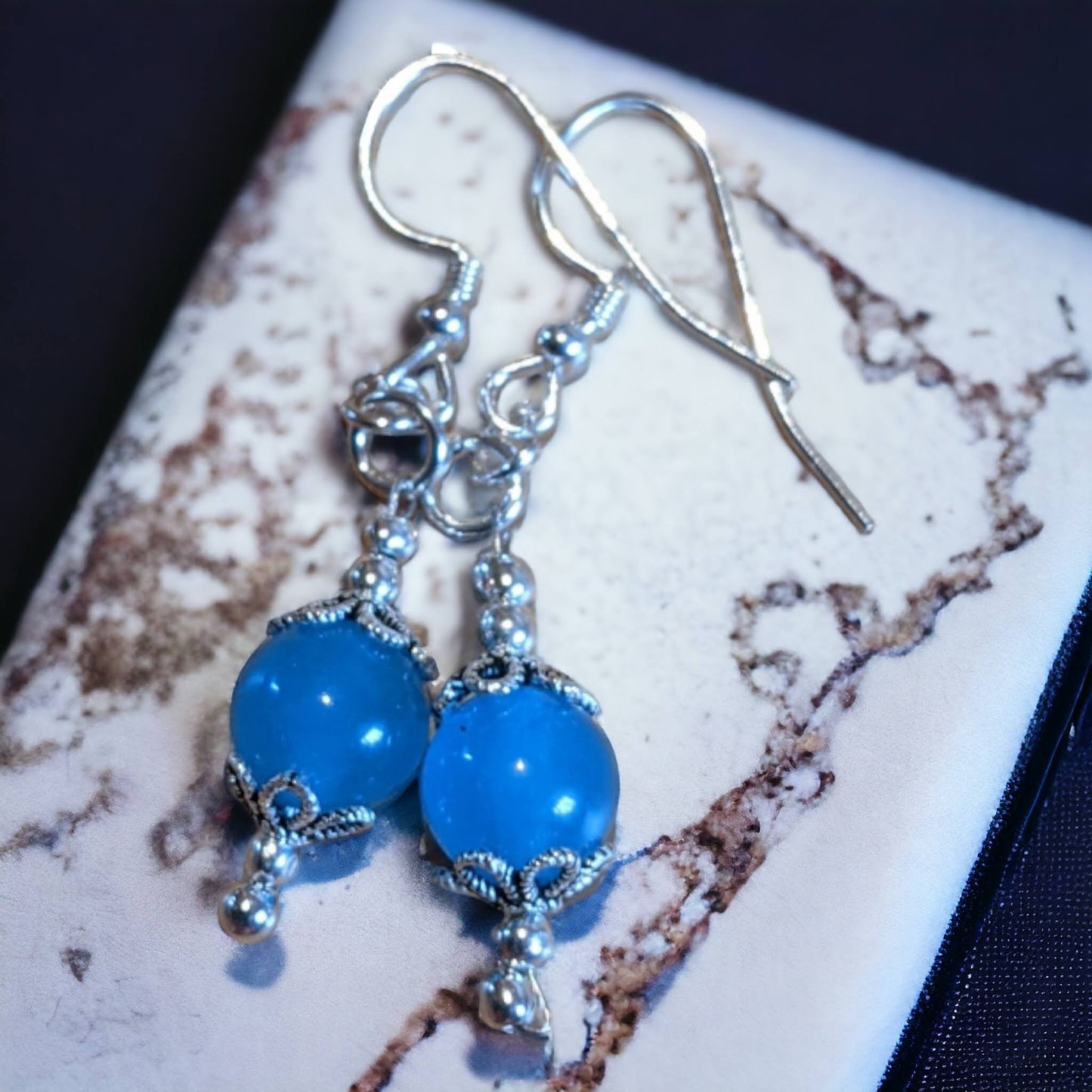 Steel Blue Jade Earrings