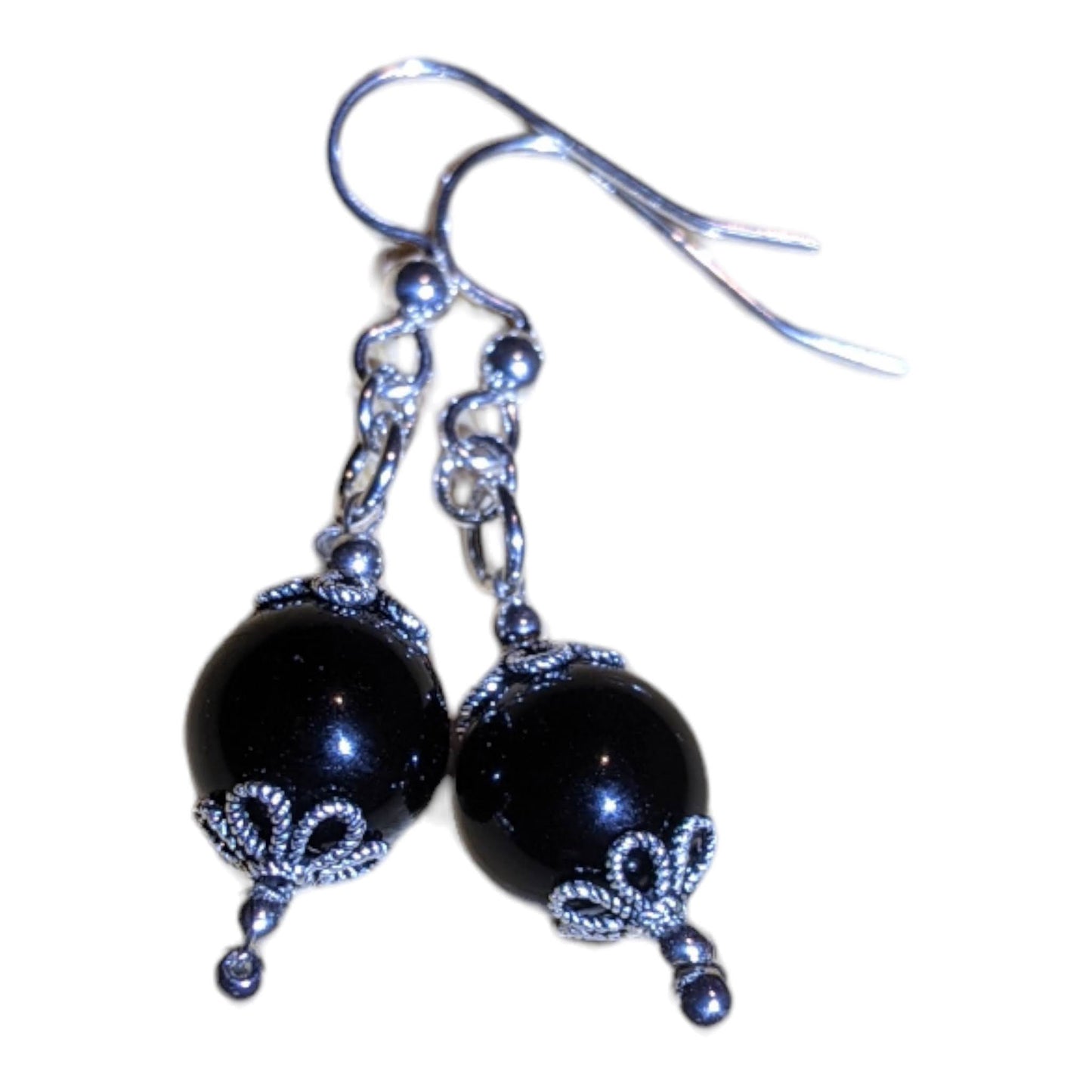 Black Onyx Big Bead Earrings