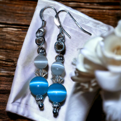 Blue and White Selenite Earrings