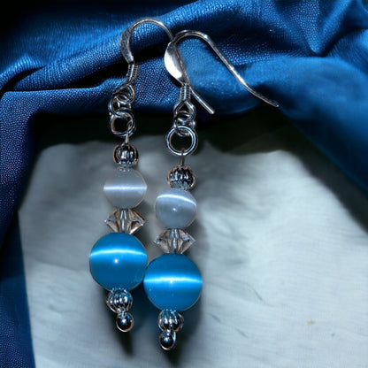 Blue and White Selenite Earrings