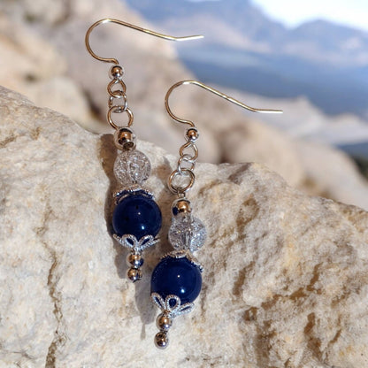 Deep Blue Jade Earrings