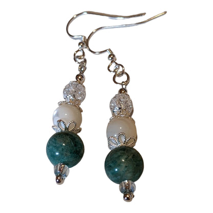 Mozambique Amazonite and Mother of Pearl Earrings