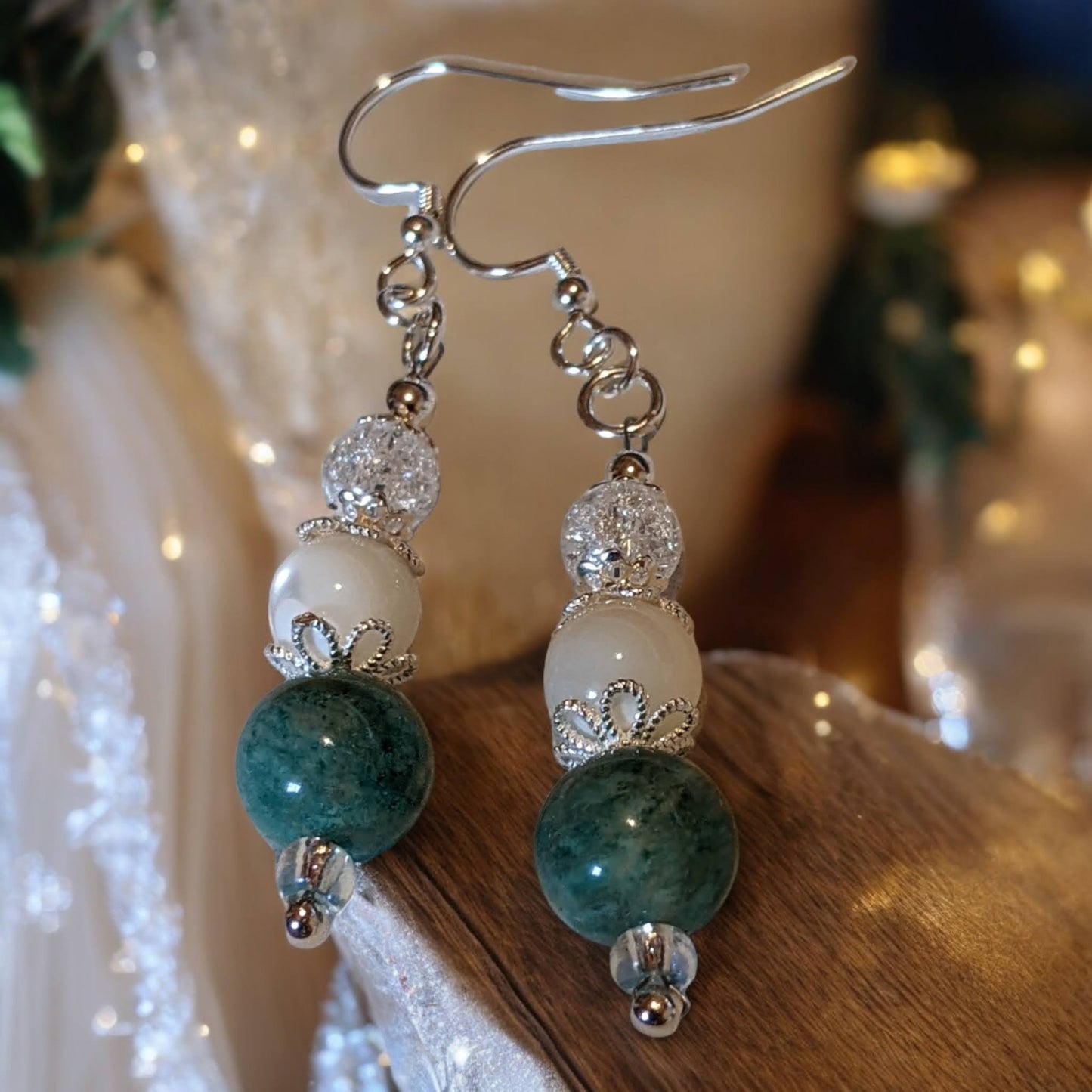 Mozambique Amazonite and Mother of Pearl Earrings