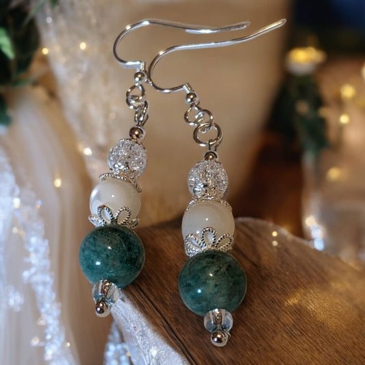 Mozambique Amazonite and Mother of Pearl Earrings