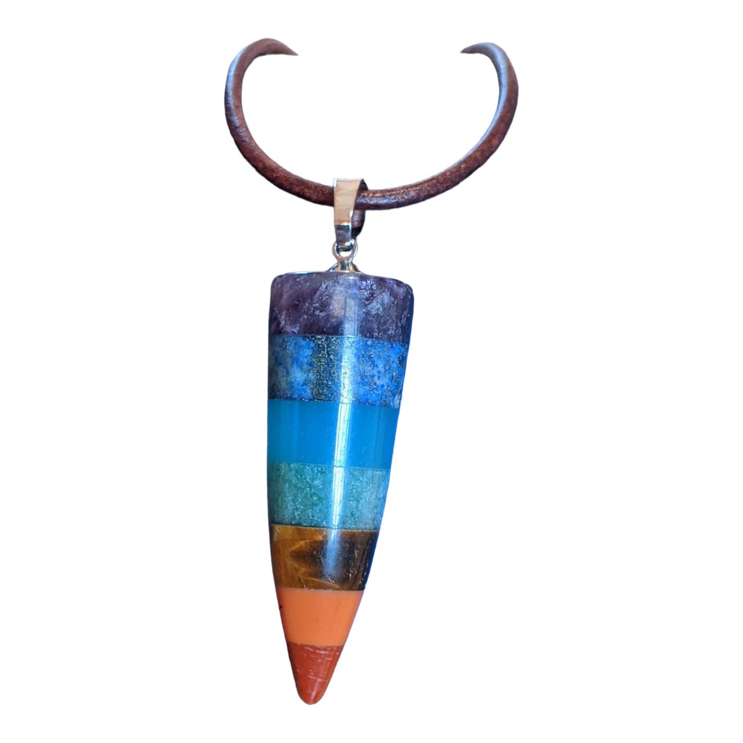 Chakra Stone Bullet Point Pendant on Leather Cord