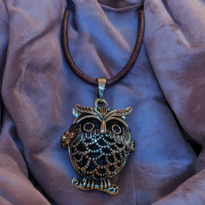 Essential Oil Diffuser on Leather Cord - Small Owl