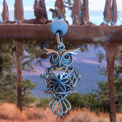 Essential Oil Diffuser on Leather Cord - Big Owl