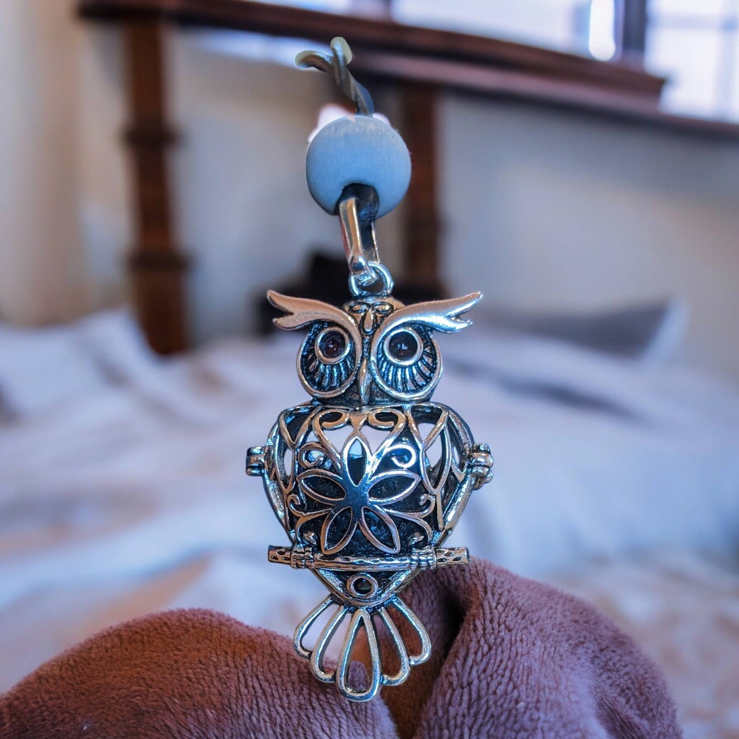 Essential Oil Diffuser on Leather Cord - Big Owl