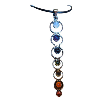 Mini Chakra Stones Pendant on Leather Cord