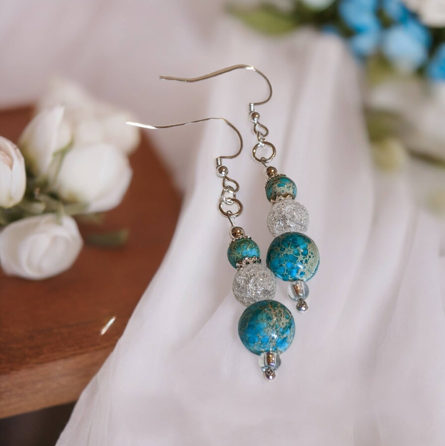 Turquoise Emperor Stone Jasper Earrings