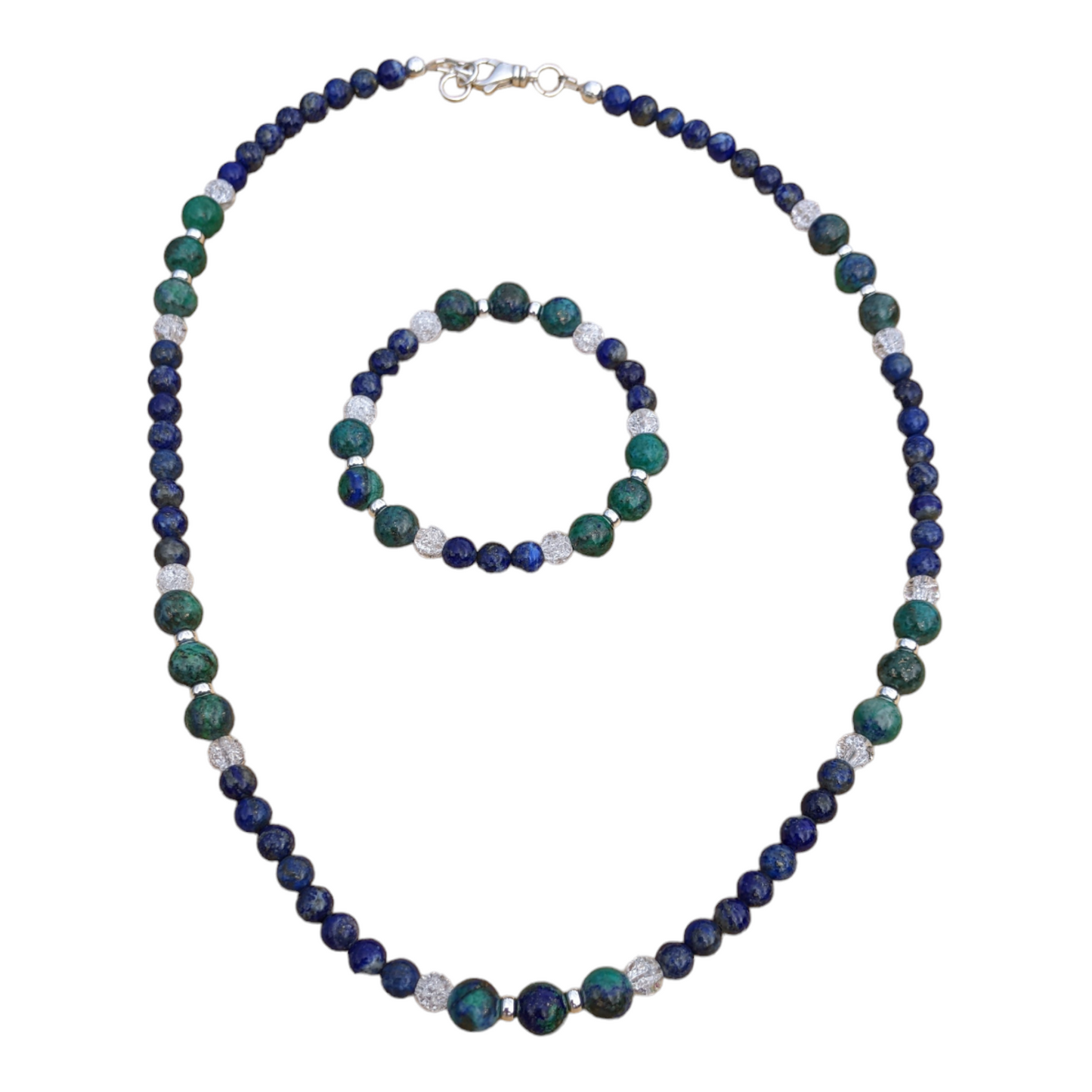 JEWELRY SET: Chrysocolla and Lapis Lazuli Necklace and Bracelet