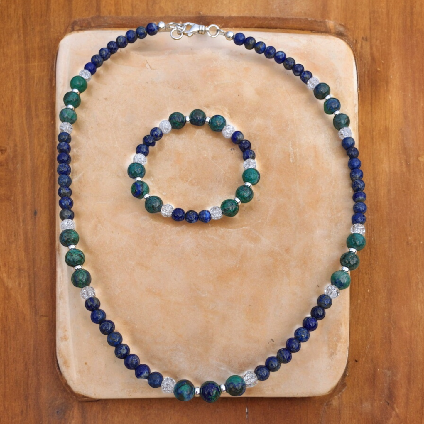 JEWELRY SET: Chrysocolla and Lapis Lazuli Necklace and Bracelet