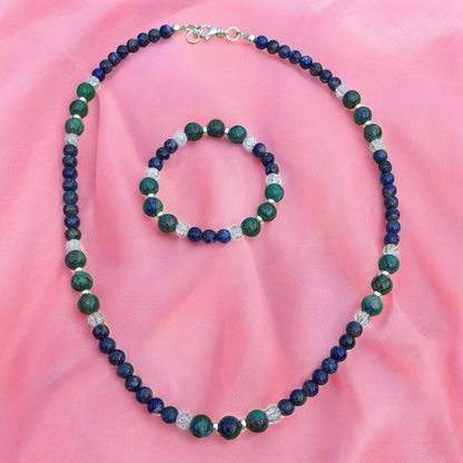 JEWELRY SET: Chrysocolla and Lapis Lazuli Necklace and Bracelet