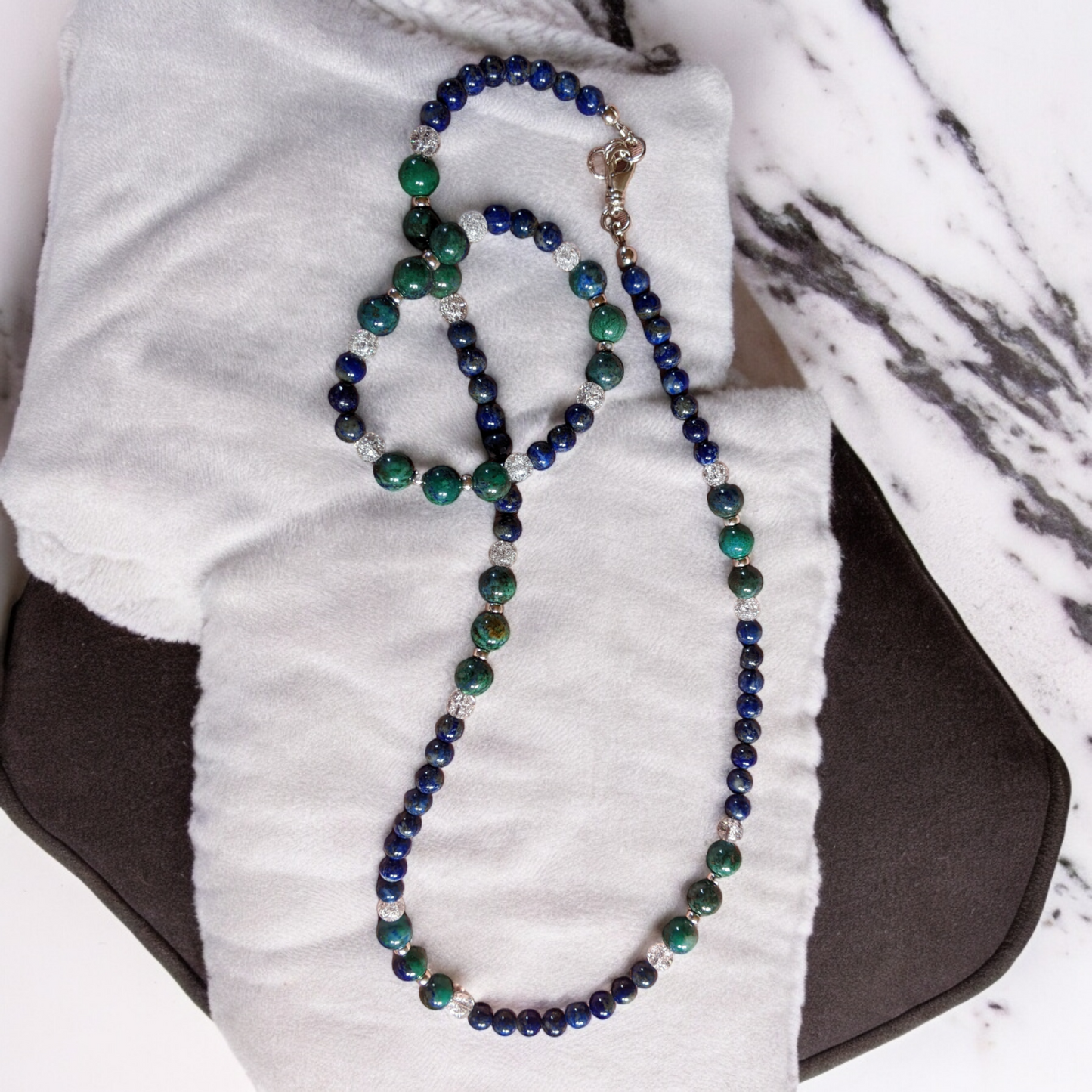 JEWELRY SET: Chrysocolla and Lapis Lazuli Necklace and Bracelet